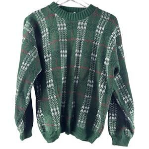 Vintage Cabin Creek Womens Green Plaid‎ Grandpa Sweater Size M